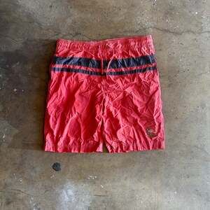 Vintage Y2K Ralph Lauren Polo Jeans Co. Striped Swim Shorts Red/Navy - Size M